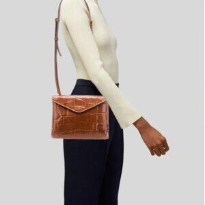 Staud Brown Croc Holly Convertible Bag